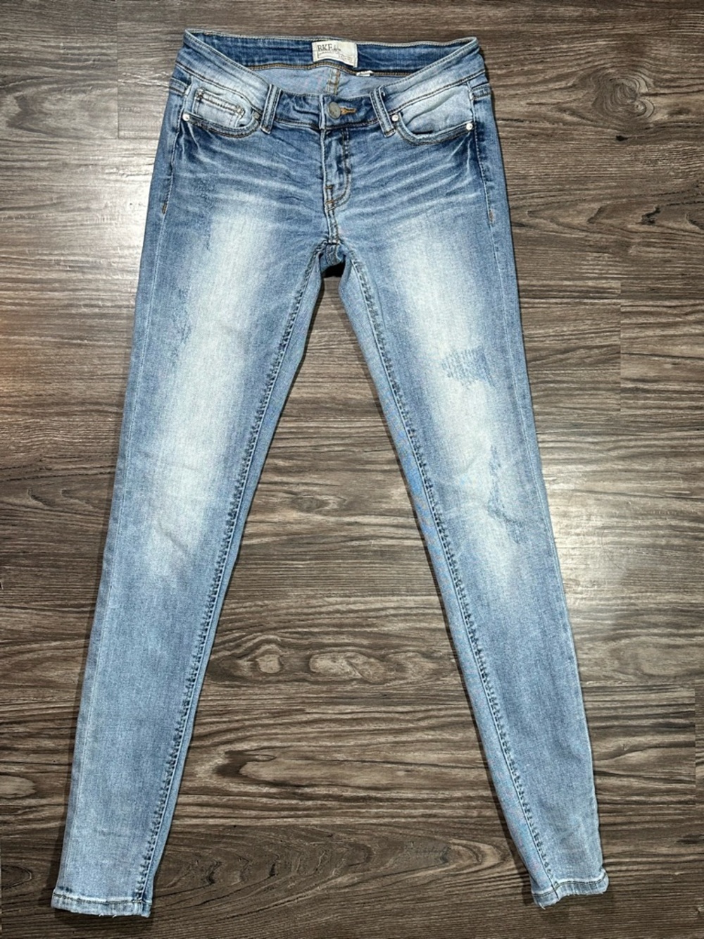 BKE Light Wash STELLA SKINNY Distressed Super Stretchy Ultra Low Rise Jeans 24